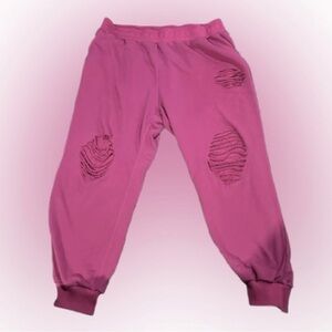 White Birch Pink Distressed Jogger Pants
